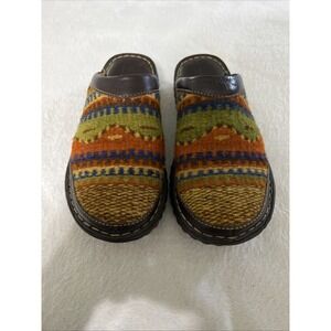 Born Slides Clogs Wool Tapestry And Leather Women's 7 Work Casual Colorful